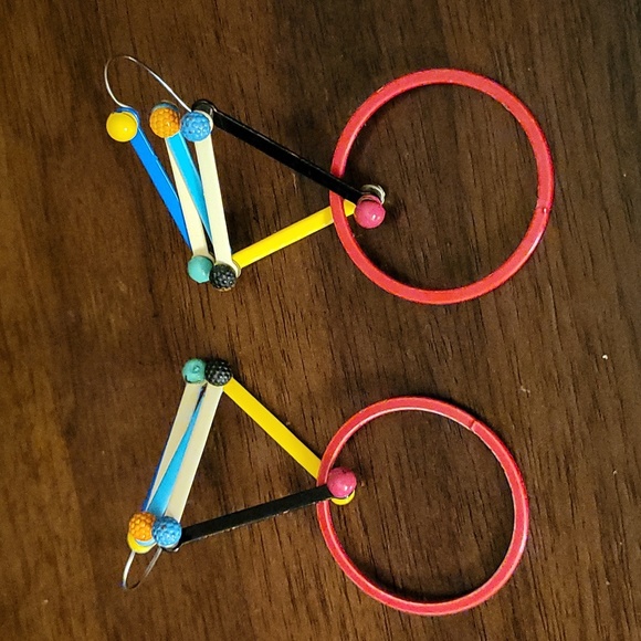 Eve Kaplin Vintage 80s Geometric Earrings - Picture 3 of 7